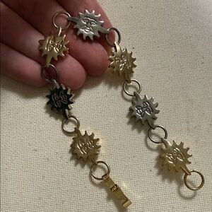 Sterling Silver 925 Mexico Sun Face two toned Link Bracelet